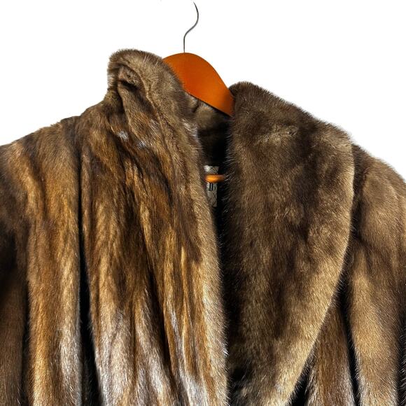 Vintage Furs Medium Brown Open Fur Overcoat by Richard Donald Womens Long Trench - Picture 2 of 15